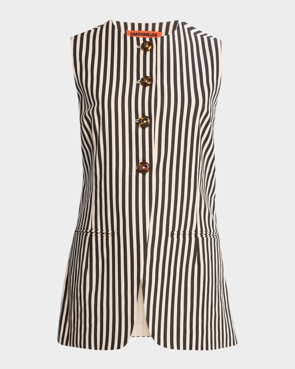 Del Mar Striped Linen Vest